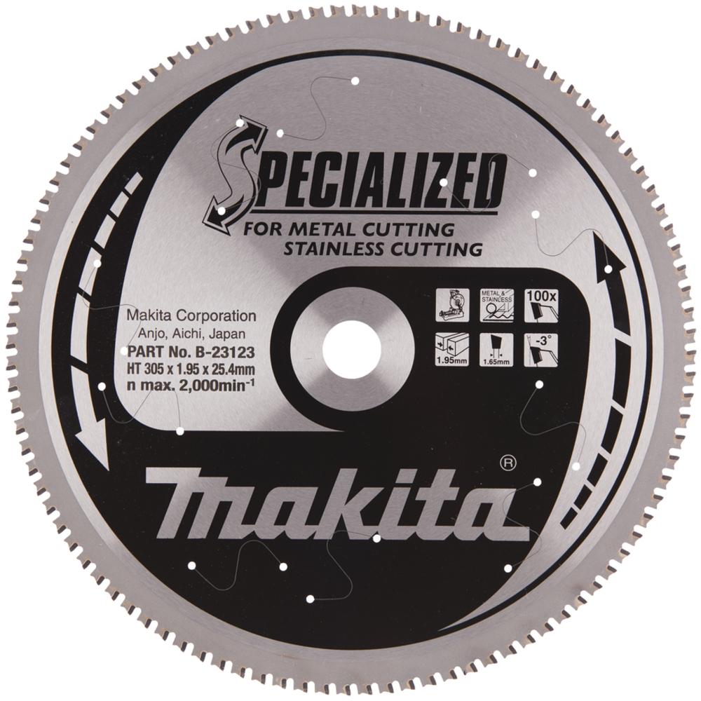 Lame carbure Specialized Inox et Métal 305x25,4x1,95 mm 100 dents - MAKITA - B-23123