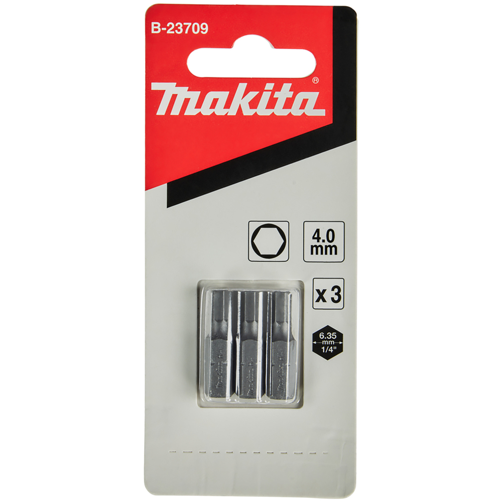 EMBOUTS COURTS HEXA 4MM 25MM LOT DE 3 - MAKITA - B-23709