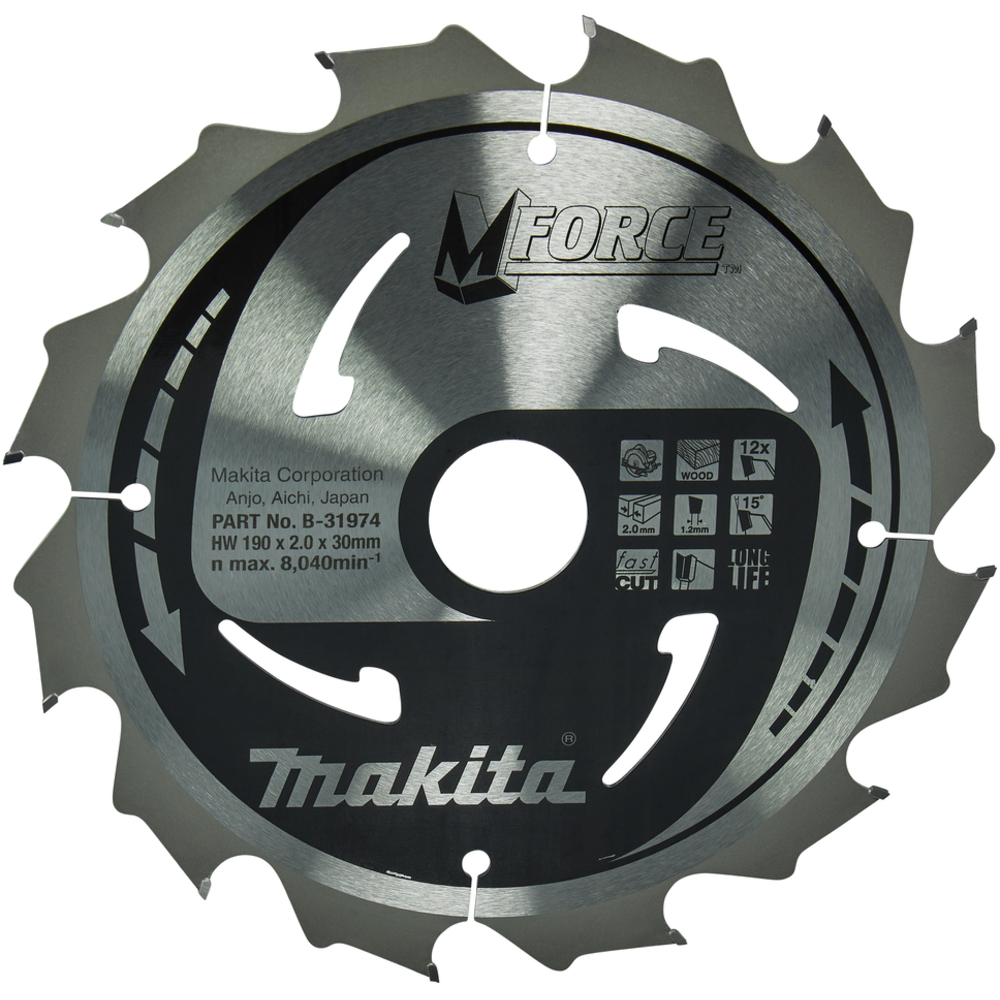 Lame de scie circulaire, M-Force T.C.T, 190 x 30 mm, 12 dents - MAKITA - B-31974