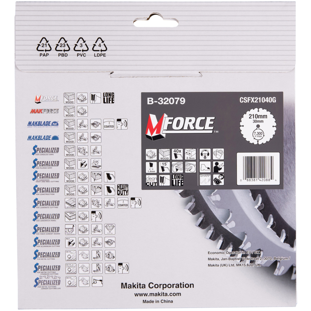 LAME CARBURE MFORCE BOIS 210X30MM 40D - MAKITA - B-32079