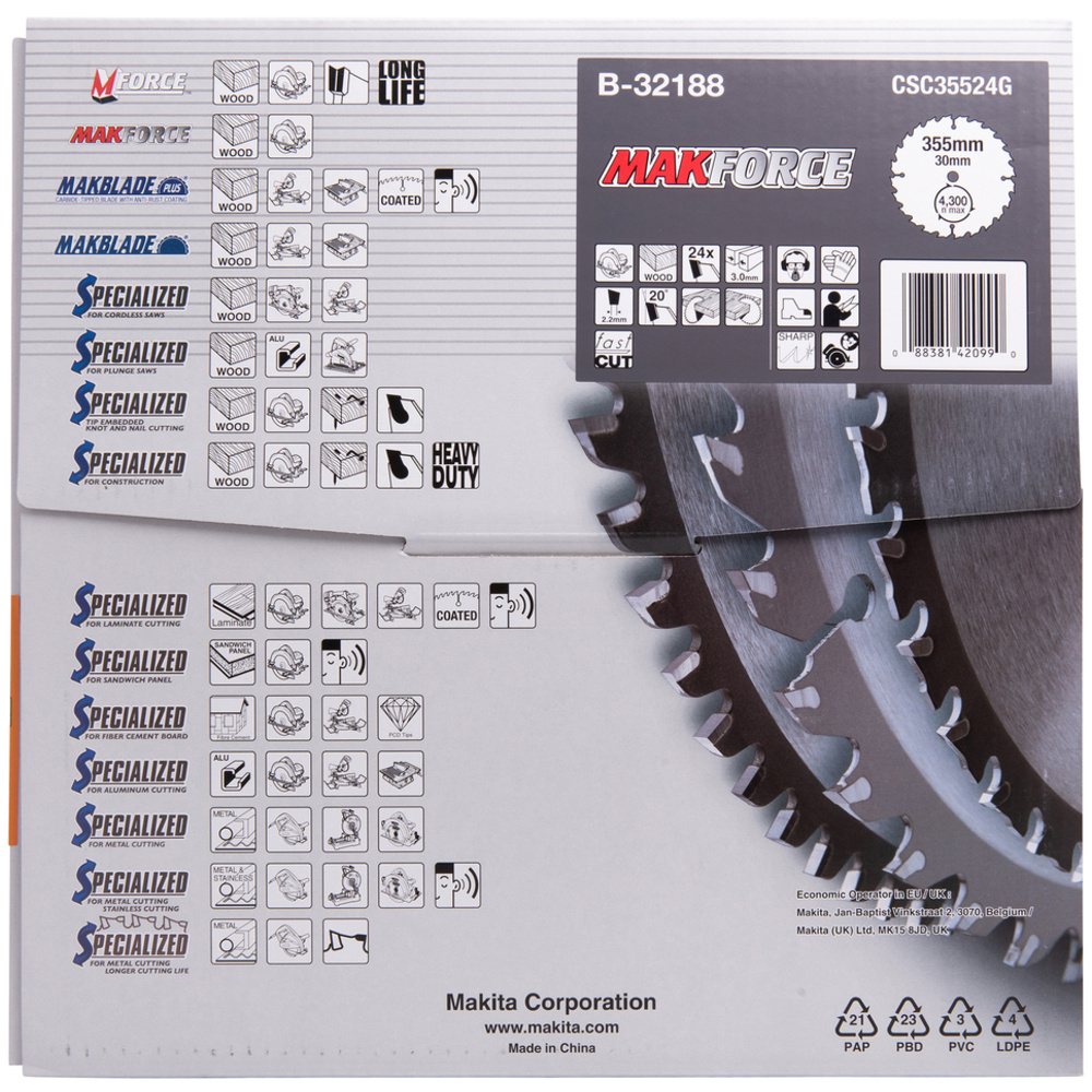 LAM TCT PO MAK 355/30/24 BOIS - MAKITA - B-32188