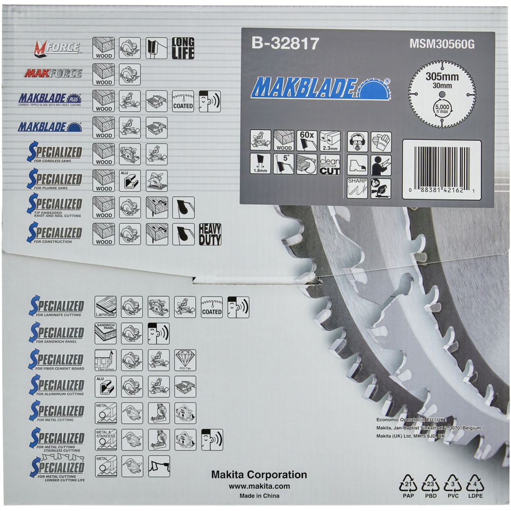 Lame de scie circulaire , Makblade T.C.T, 305 x 30 mm, 60 dents - MAKITA - B-32817