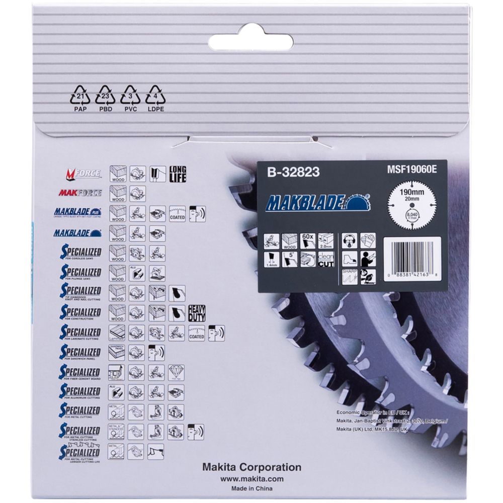 LAM TCT ST MAK 190/20/60 BOIS - MAKITA - B-32823