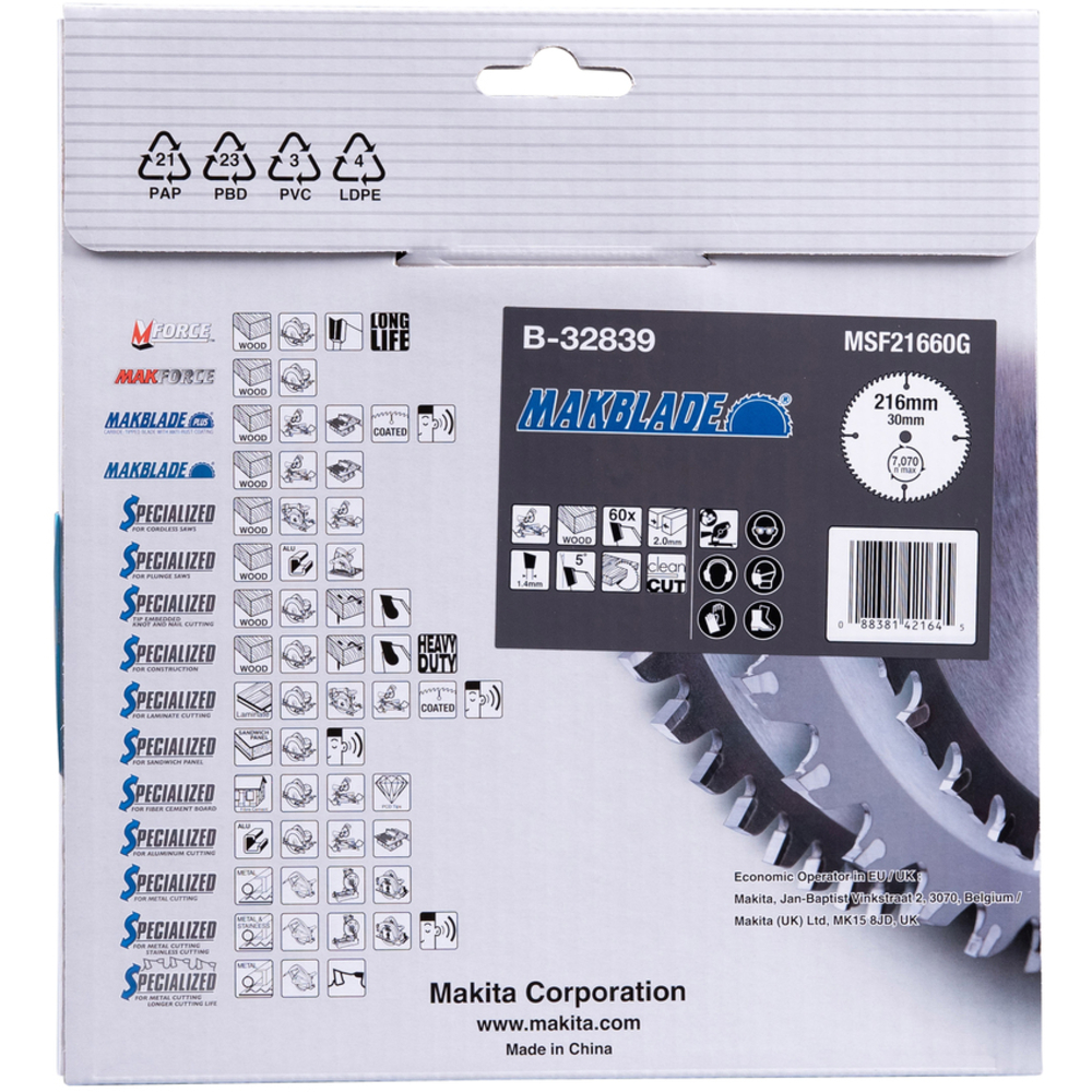 LAM TCT ST MAK 216/30/60 BOIS - MAKITA - B-32839