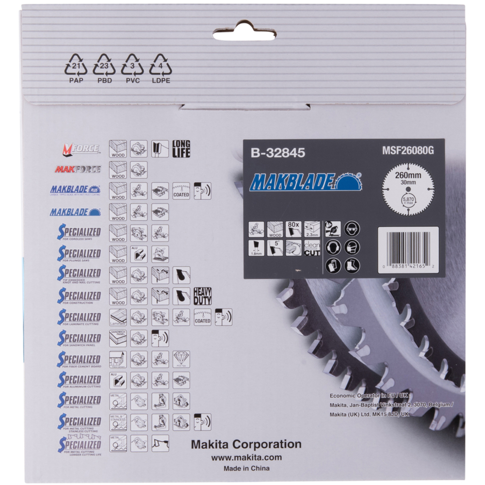 Disque MAKBLADE 260/30/80 BOIS - MAKITA - B-32845