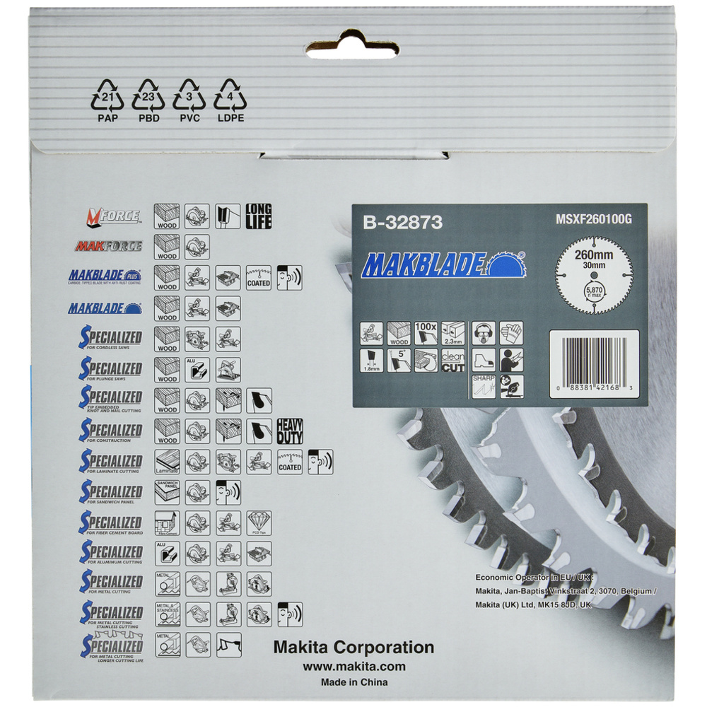 LAM TCT ST MAK 260/30/100 BOIS - MAKITA - B-32873