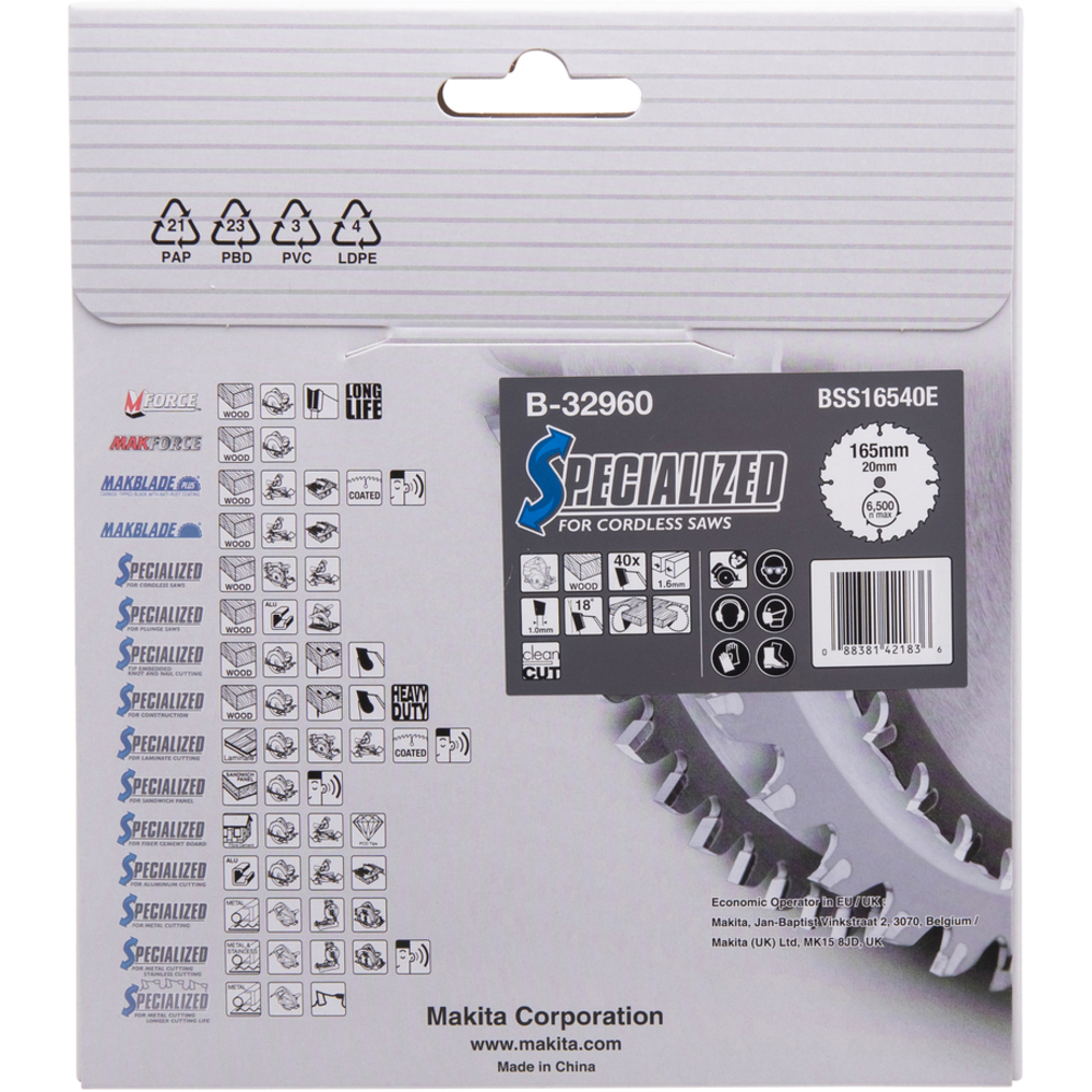 LAM TCT BSS610 165/20/40 BOIS - MAKITA - B-32960