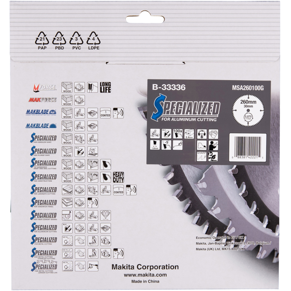 LAM TCT ST 260/30/100 SPE ALU - MAKITA - B-33336