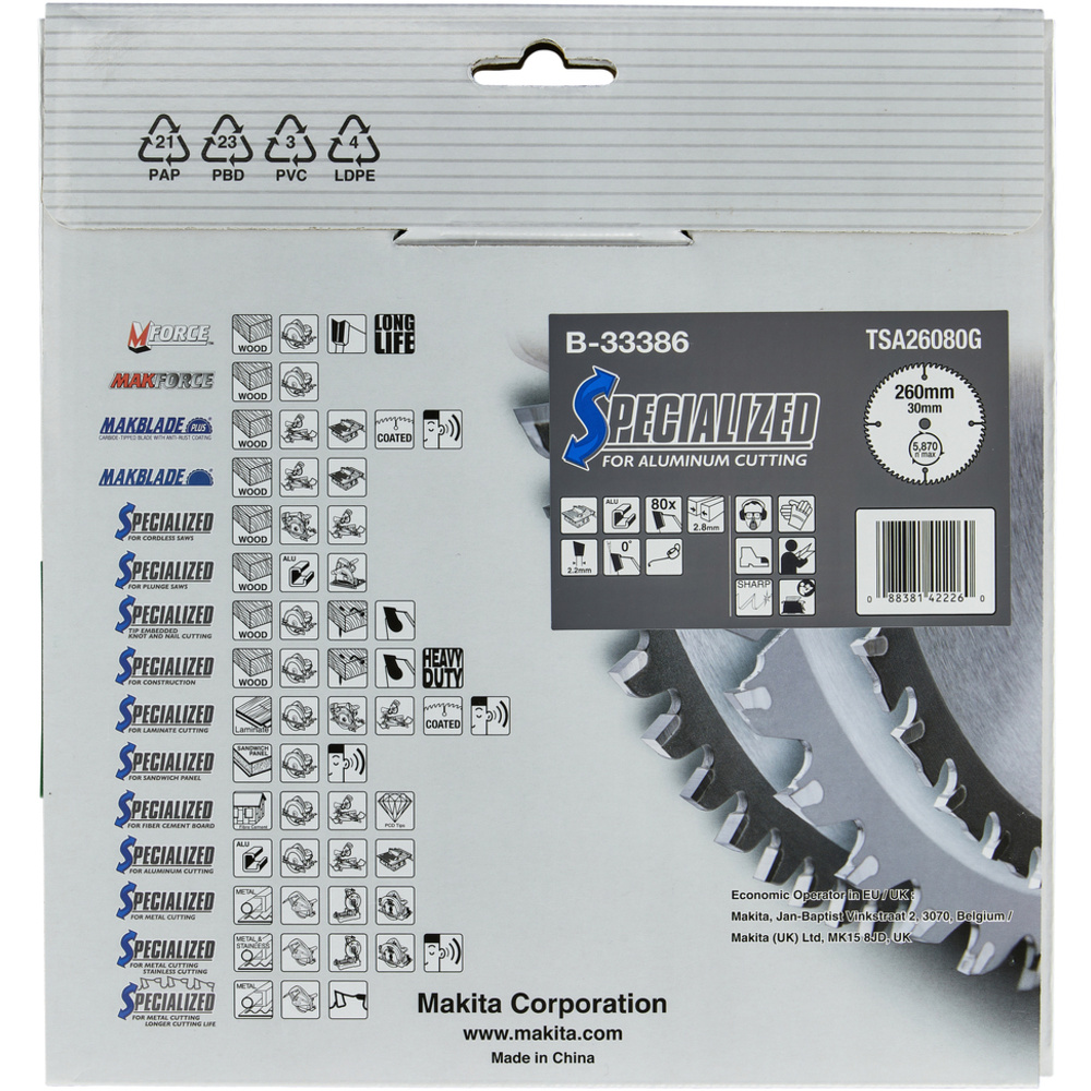 LAM TCT ST 260/30/80 SPE ALU - MAKITA - B-33386