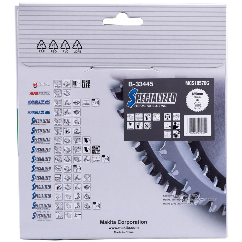 Lame de scie circulaire T.C.T 185 x 30 mm, 70 dents - MAKITA - B-33445