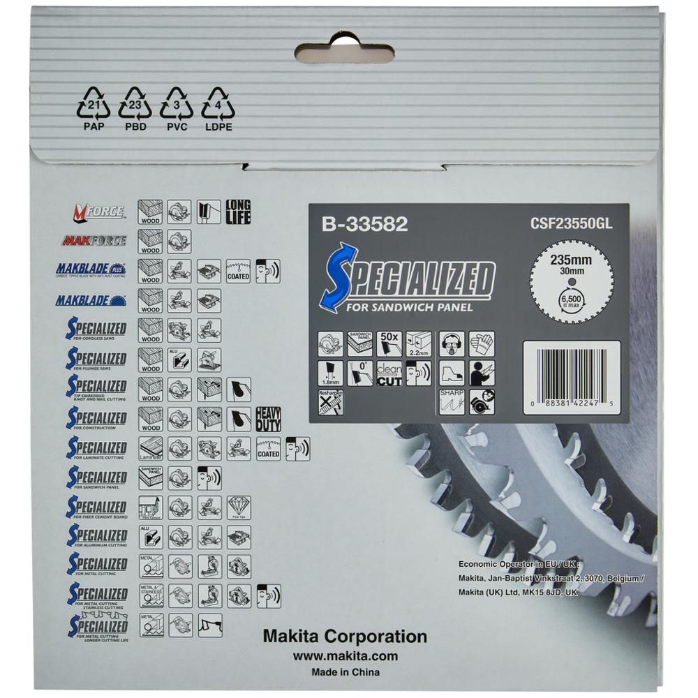 LAM TCT PO 235/0/50 SPE SANDW - MAKITA - B-33582
