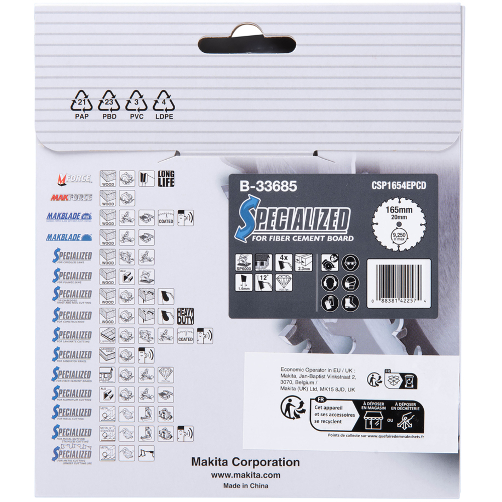 LAM TCT PO 165/20/4 SPE FIBRO - MAKITA - B-33685
