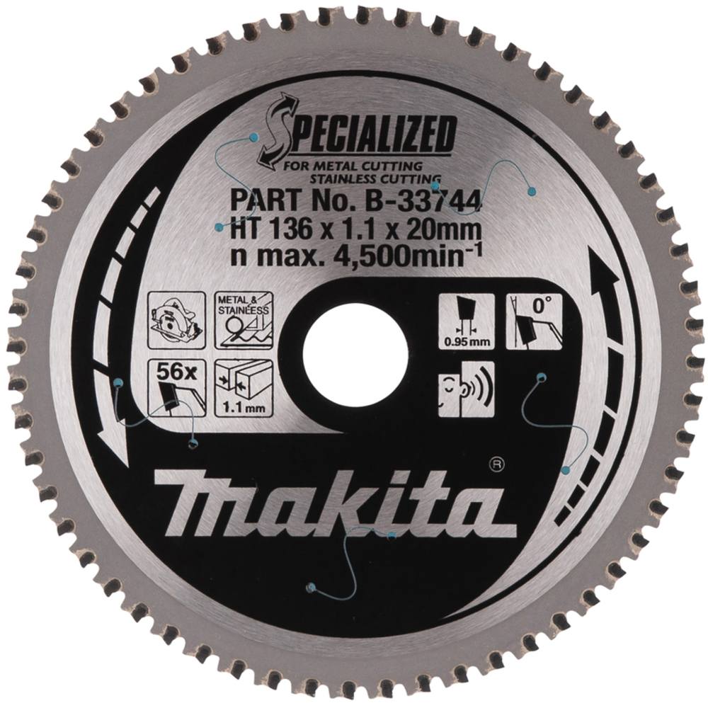 LAME CARBURE INOX/METAL SPE MET+BATT 136X20MM 56D - MAKITA - B-33744