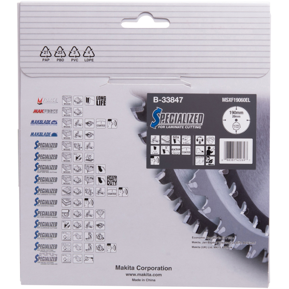 LAM TCT ST 190/20/60 SPE LAMIN - MAKITA - B-33847