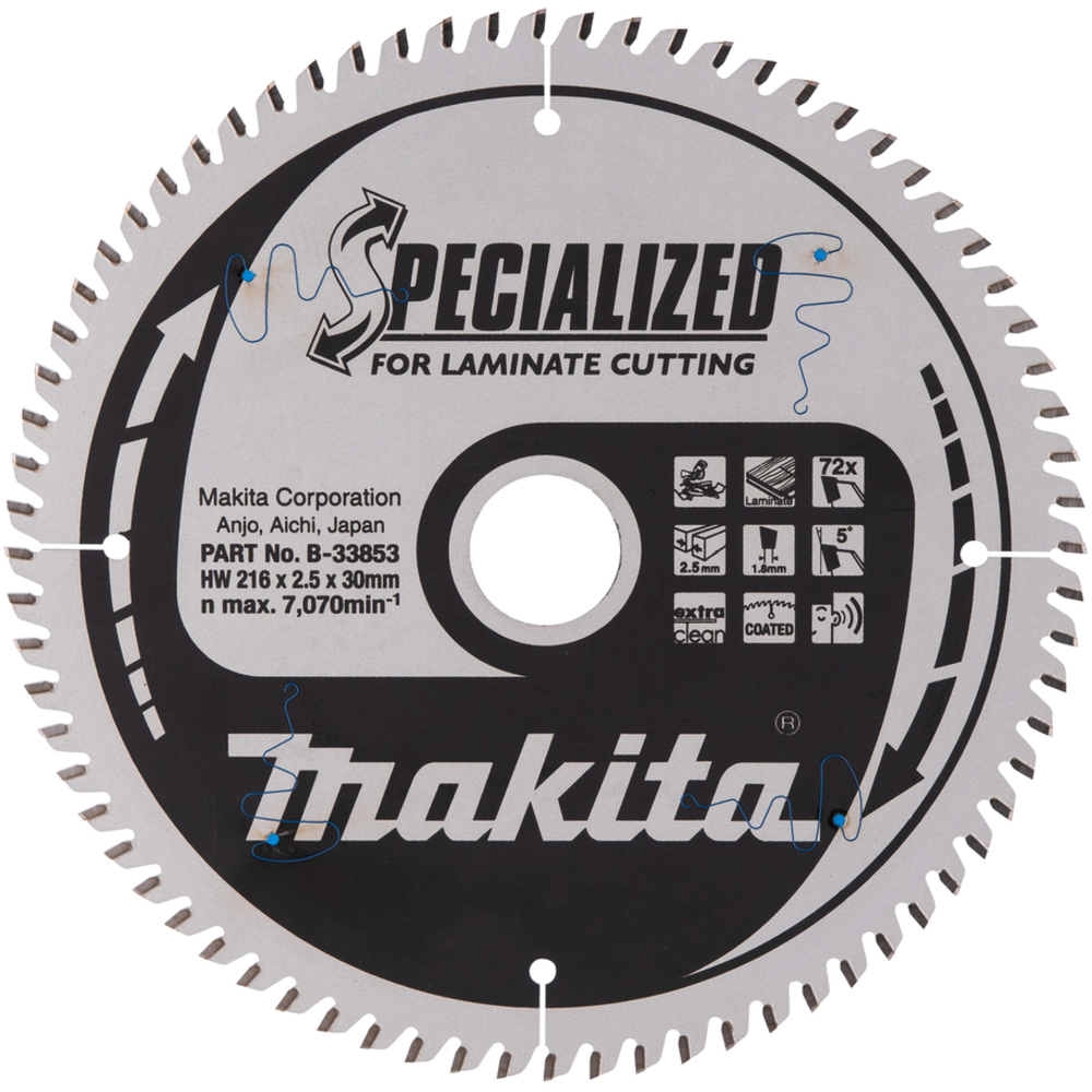 Lame de scie circulaire alliage T.C.T spécialisé 216 x 30 mm, 72 dents - MAKITA - B-33853