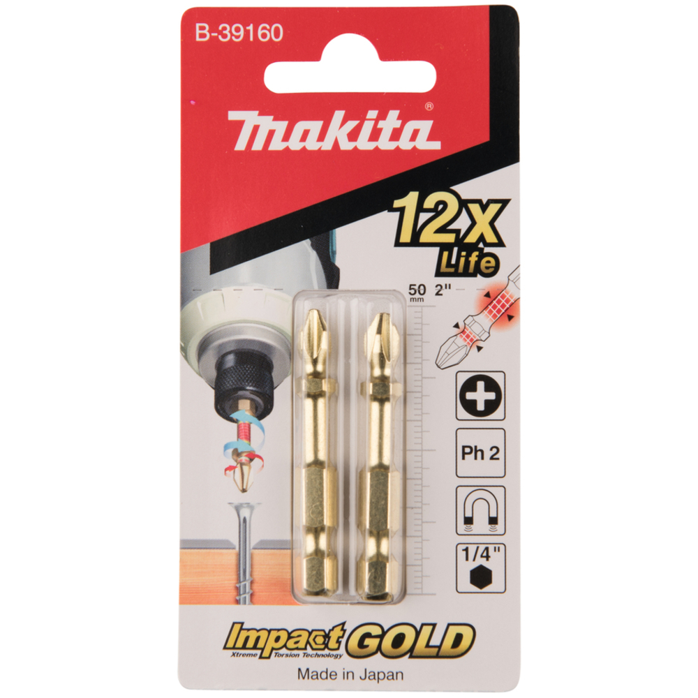 EMBOUT PH2-50''IMPACT GOLD''2PCS' - MAKITA - B-39160