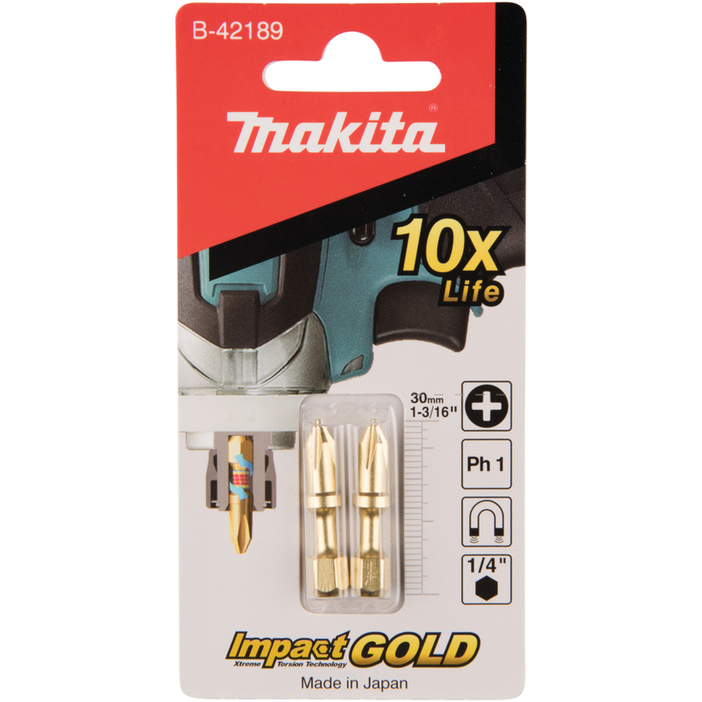 EMBOUTS SHORTON IMPACT GOLD PH1 2 PCS - MAKITA - B-42189