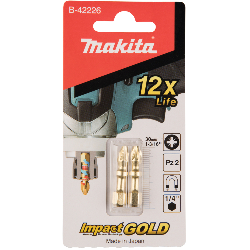 Embouts courts 25 mm Impact Gold ''ShorTon'' POZIDRIV PZ Hexa 1/4'' - MAKITA - B-42226