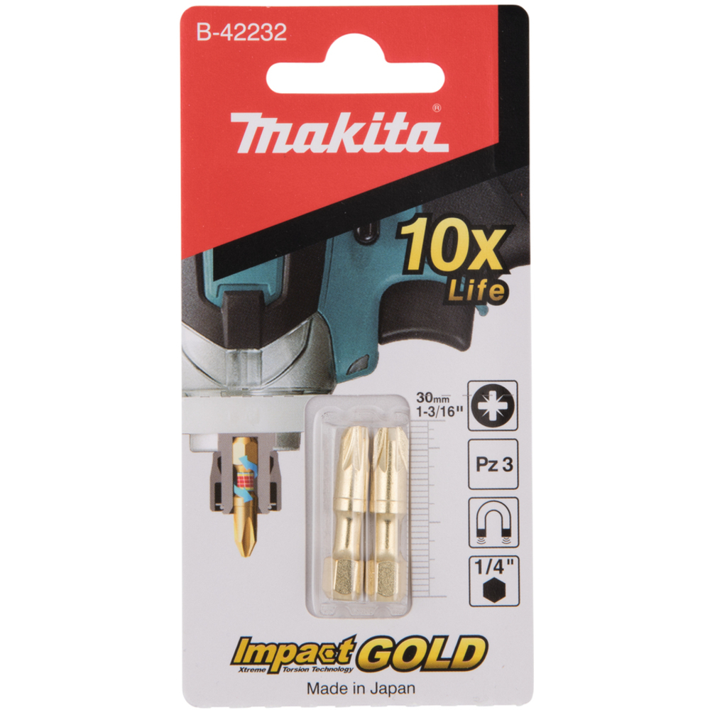 Embouts courts 25 mm Impact Gold ''ShorTon'' POZIDRIV PZ Hexa 1/4'' - MAKITA - B-42232