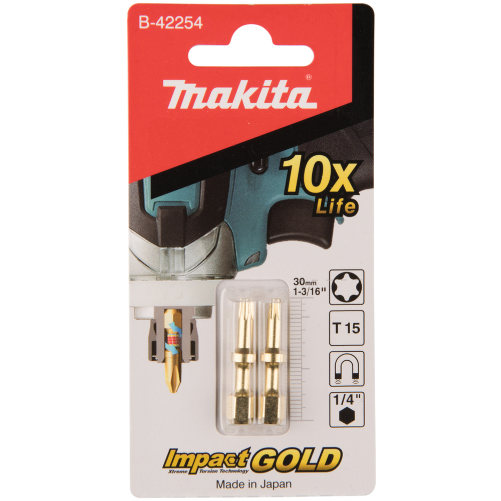 EMBOUTS SHORTON IMPACT GOLD T15 2 PCS - MAKITA - B-42254