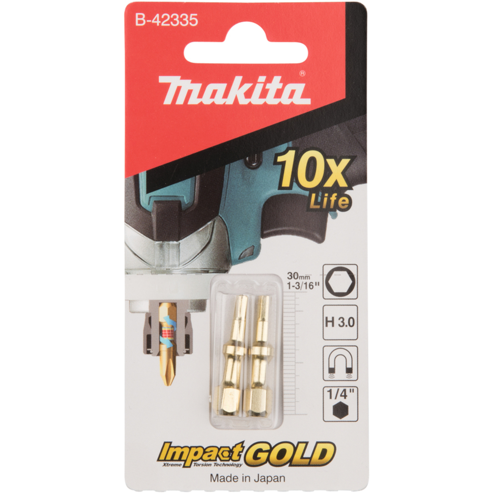 EMBOUTS SHORTON IMPACT GOLD HEX 3,0 2 PCS - MAKITA - B-42335