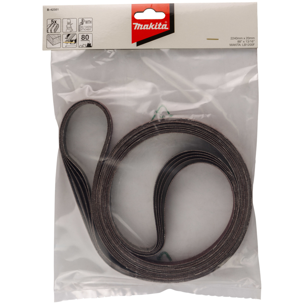 BANDE ABRASIVE 20 X 2240 MM GRAIN 80 5P - MAKITA - B-42581