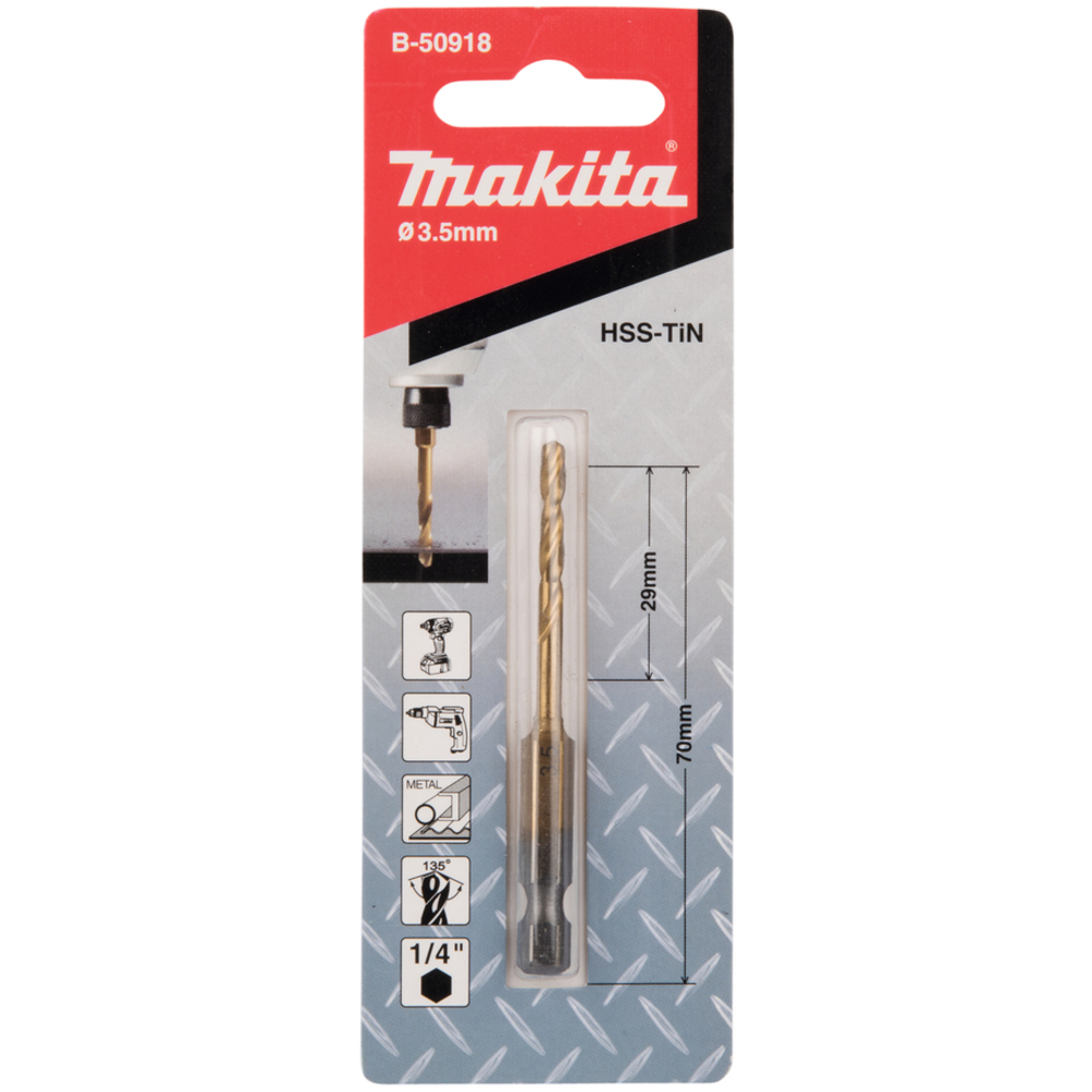 Forets courts à métaux HSS titane pour visseuses à chocs 3.5X70 - MAKITA - B-50918