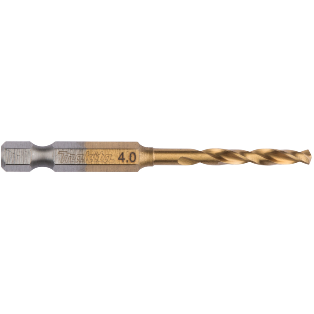 FORET COURT À MÉTAUX HSS TITANE HEX 1/4'' POUR VISSEUSES À CHOCS D4 MM LONGUEUR 71 MM - MAKITA - B-50924