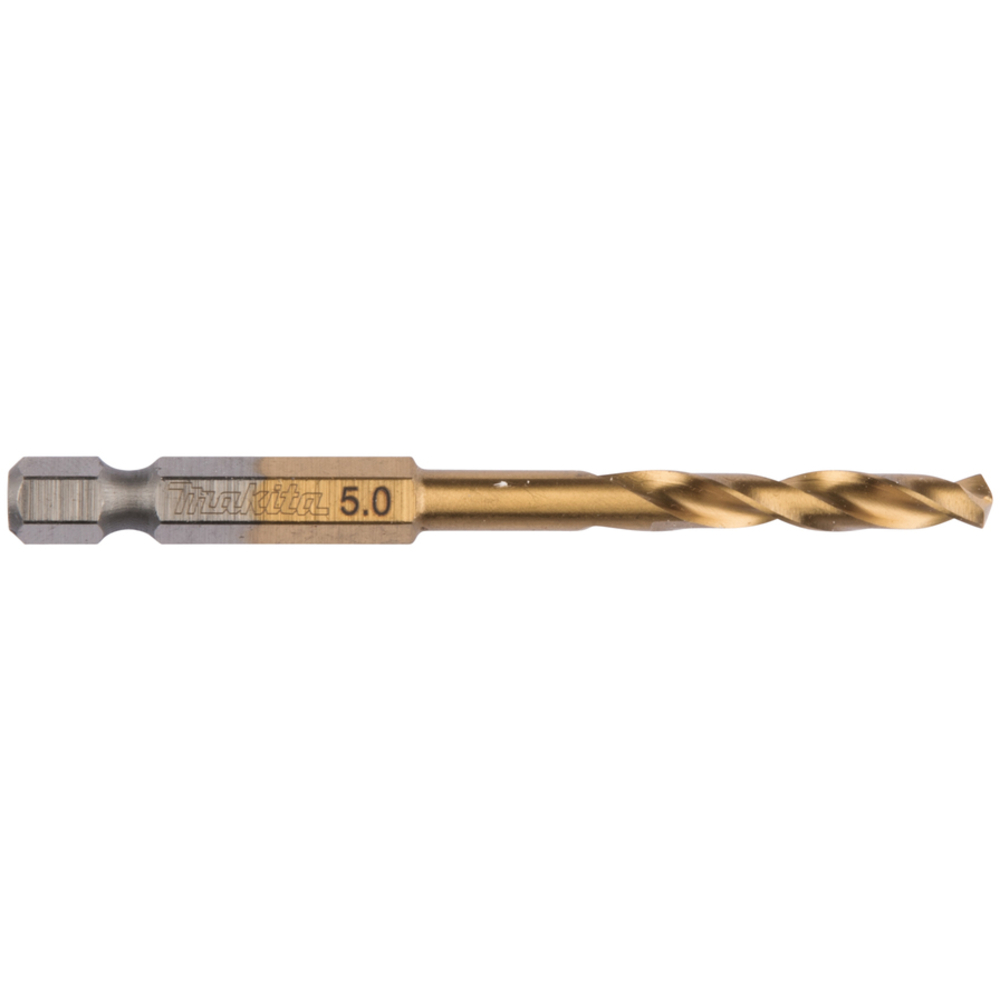 Forets courts à métaux HSS titane, hex 1/4'', pour visseuses à chocs 5X78 - MAKITA - B-50952