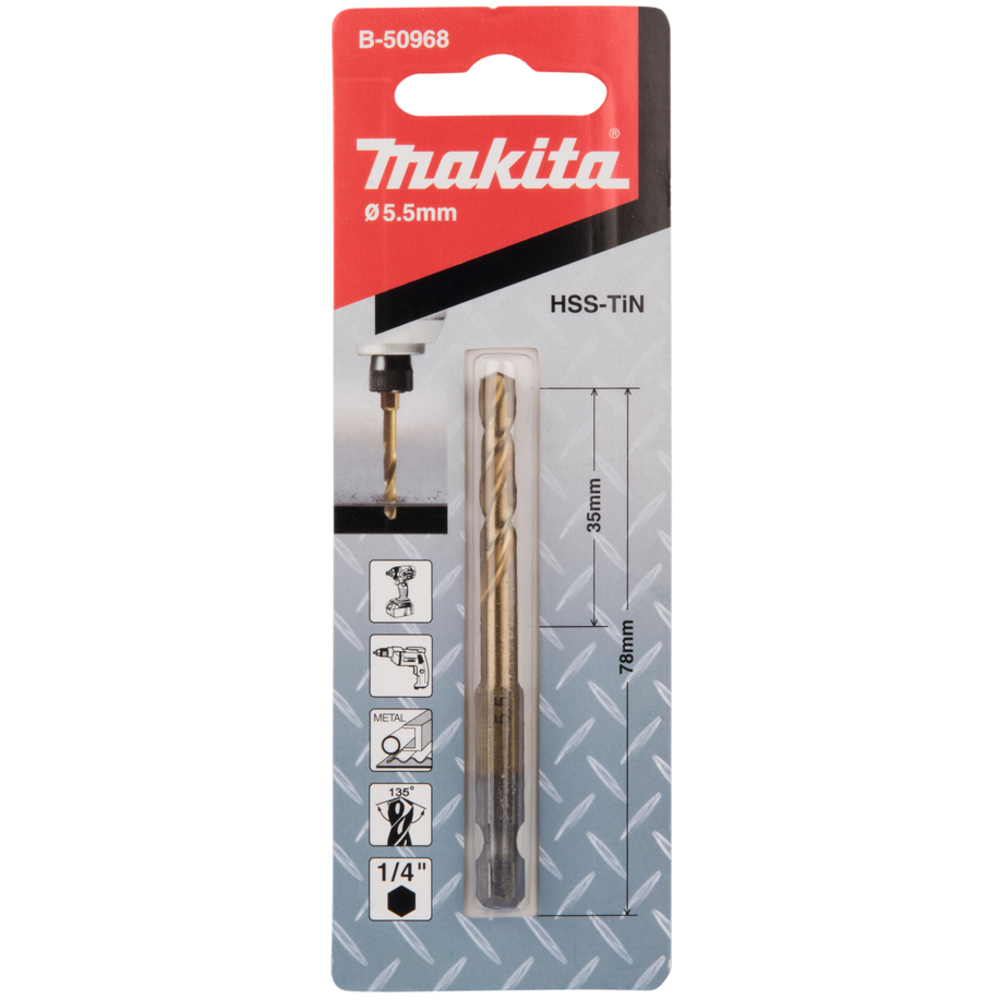 Forets courts à métaux HSS titane pour visseuses à chocs 5.5X78 - MAKITA - B-50968