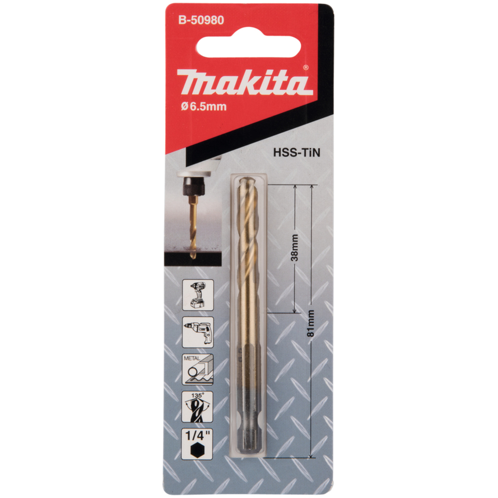 Forets courts à métaux HSS titane pour visseuses à chocs 6.5X81 - MAKITA - B-50980