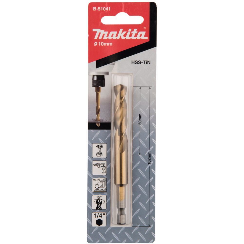 Forets courts à métaux HSS titane pour visseuses à chocs 10X102 - MAKITA - B-51041