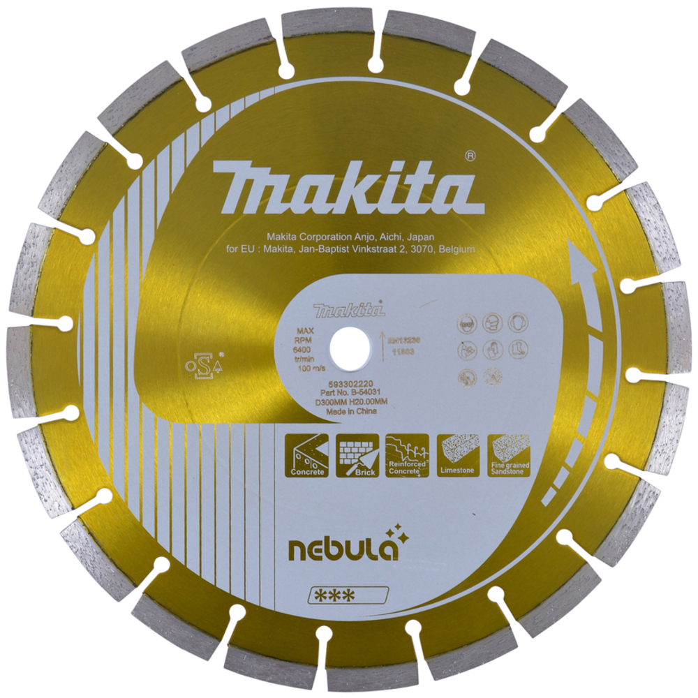 Disque diamant béton D300mm NEBULA alésage 20mm - MAKITA - B-54031