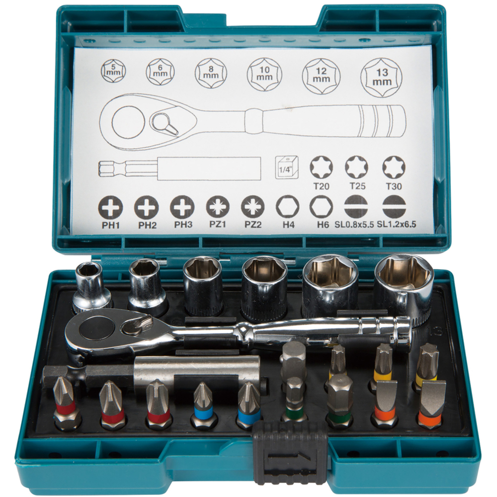COFFRET EMBOUT 21pcs AVEC CLE A ROCHET - MAKITA - B-54081