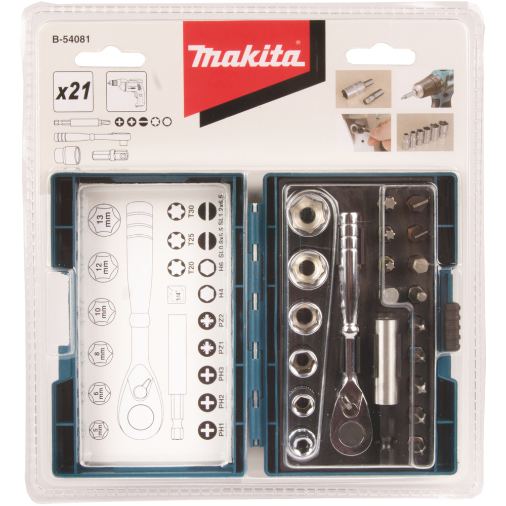 COFFRET EMBOUT 21pcs AVEC CLE A ROCHET - MAKITA - B-54081