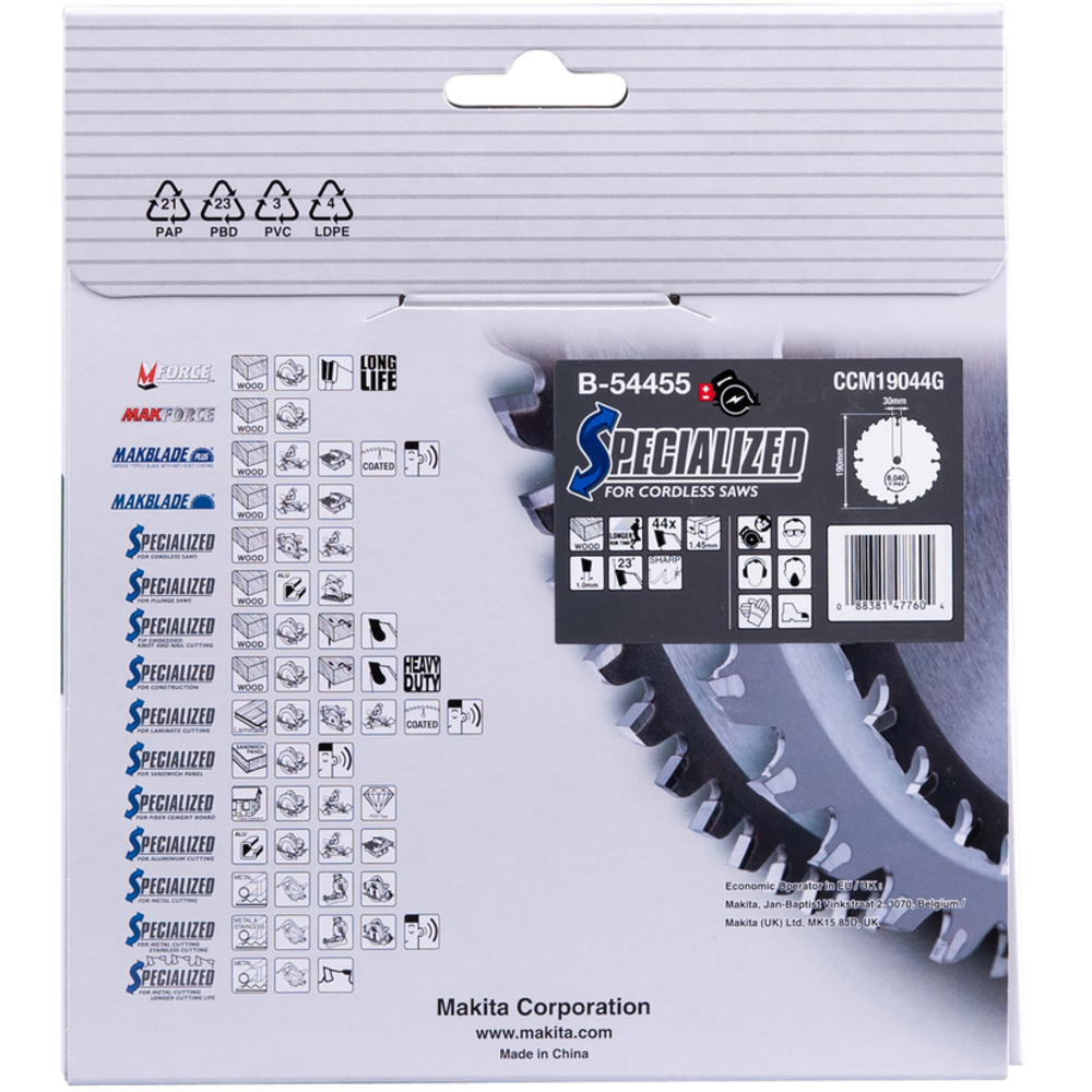LAME TCT 190mmx44T POUR BOIS - MAKITA - B-54455