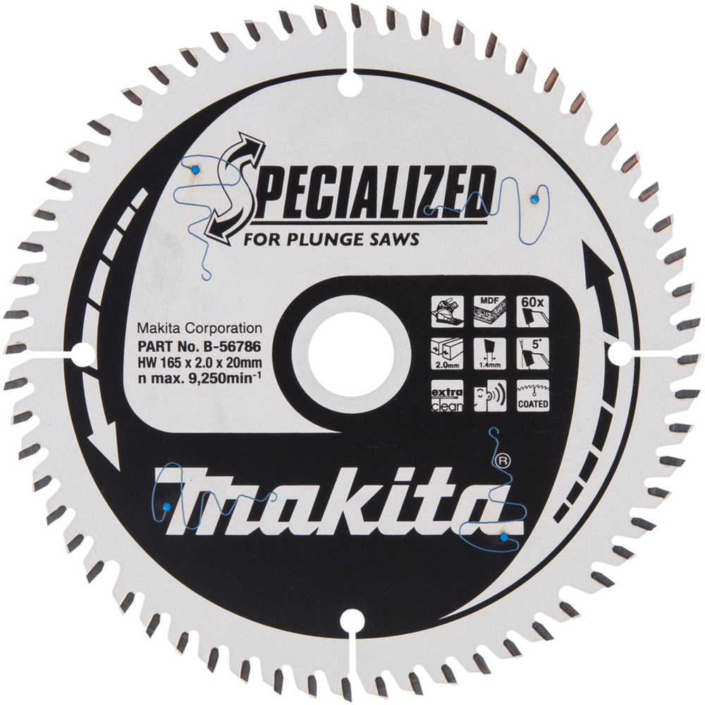 LAME CARBURE MDF SPE PLO+BATT 165X20MM 60D - MAKITA - B-56786