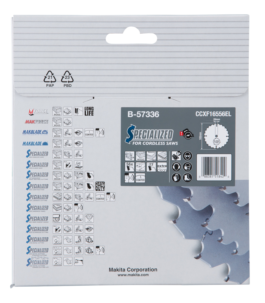 LAME CARBURE MULTI-BOIS EFFICUT 165X20MM - MAKITA - B-57336