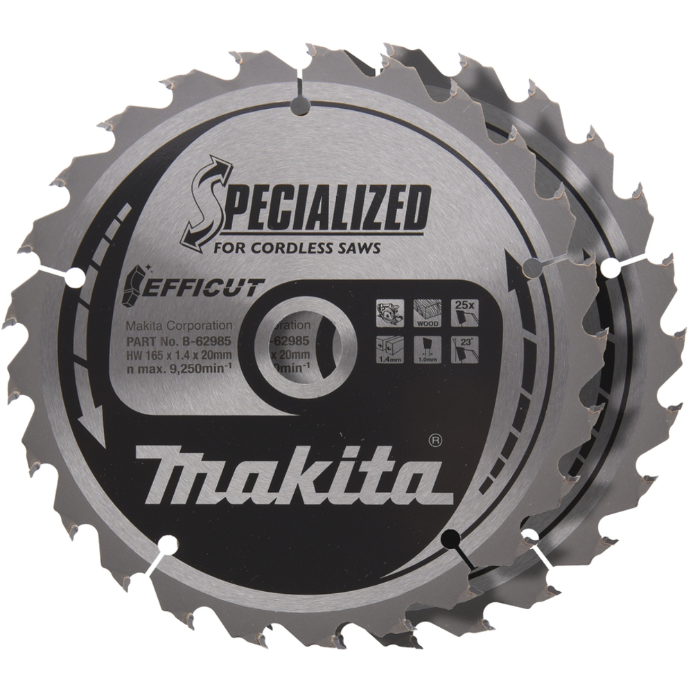 2 Lames 165x20x25D pour scies circulaires à batterie - MAKITA - B-62985-2