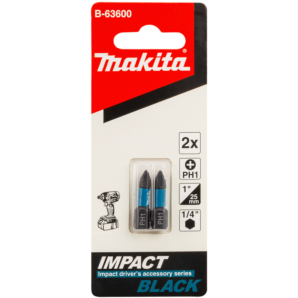 EMBOUT IMPACT BLACK PH1 25MM 2PCS - MAKITA - B-63600