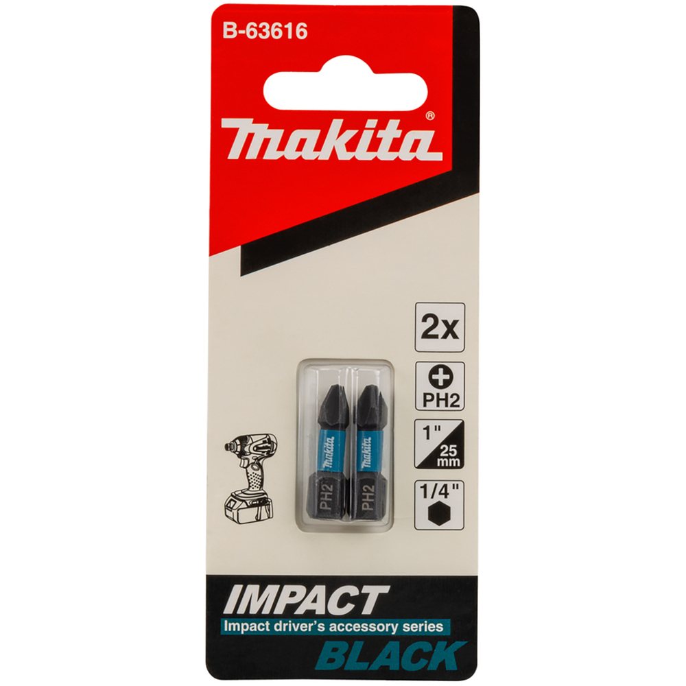 EMBOUT IMPACT BLACK PH2 25MM 2PCS - MAKITA - B-63616