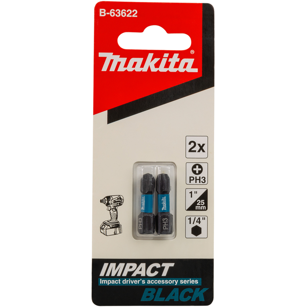 EMBOUT IMPACT BLACK PH3 25MM 2PCS - MAKITA - B-63622