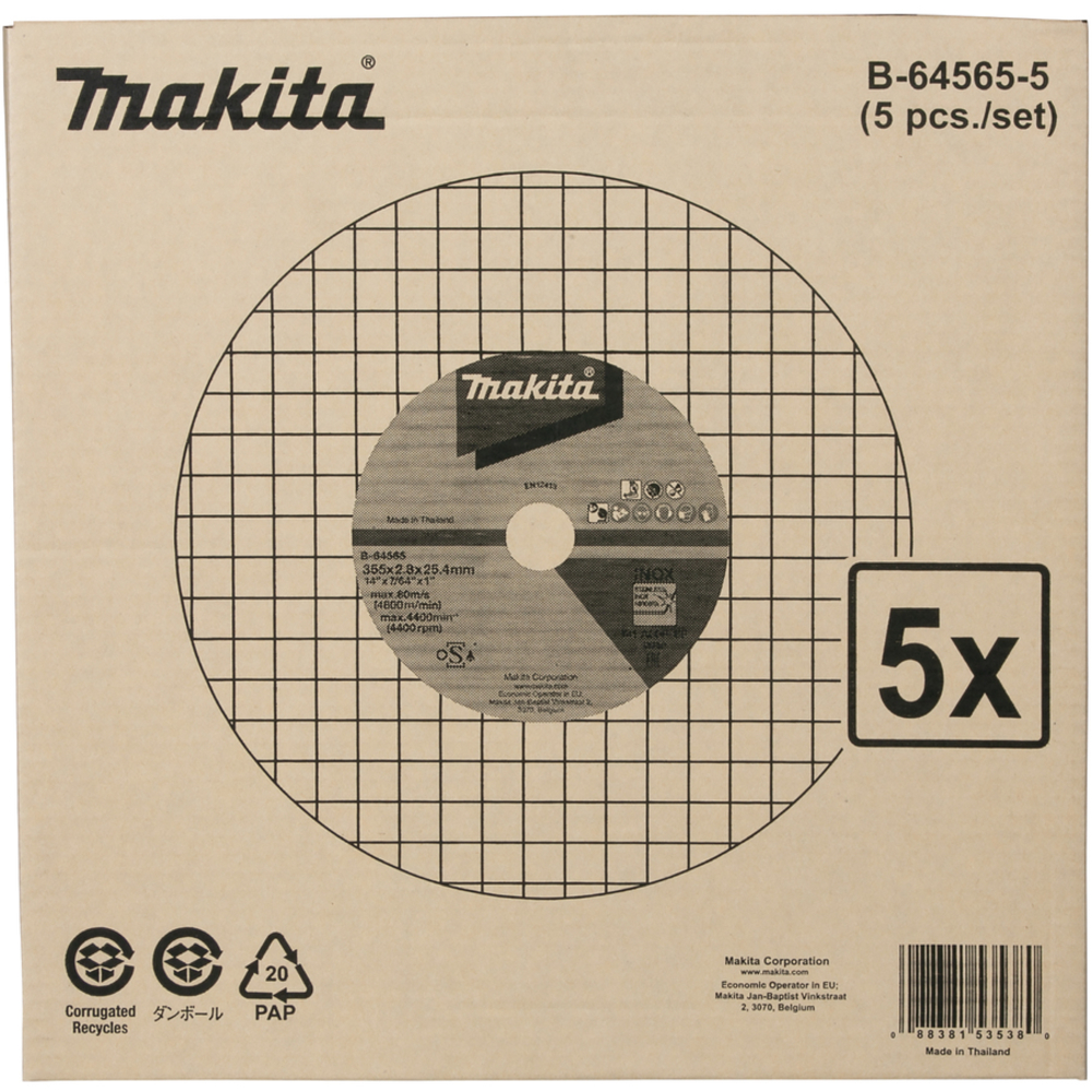 DISQ TRONC INOX 355X2,8X25,4MM A30P 5 PCS - MAKITA - B-64565-5