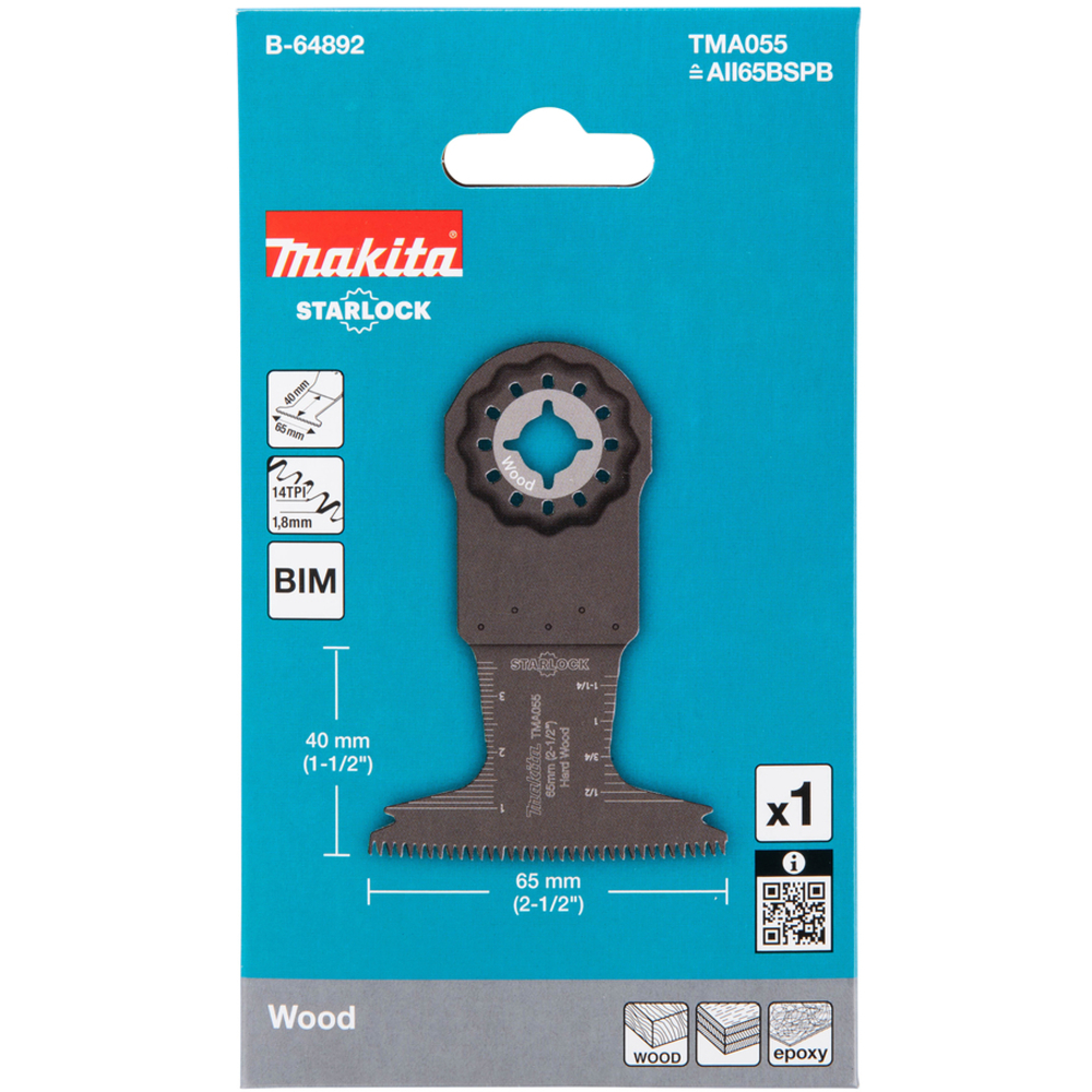 LAME PLONGEANTE BIM BOIS DUR 65x40MM TMA055 - MAKITA - B-64892