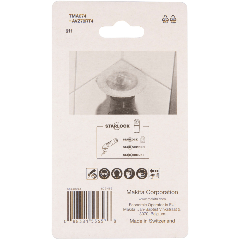 ENLEVE-MORTIER CONC. CARBURE STARLOCK 70MM - MAKITA - B-65078