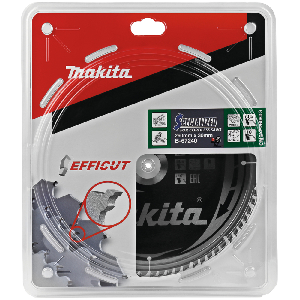 LAME CARBURE EFFICUT 260x30x80T - MAKITA - B-67240