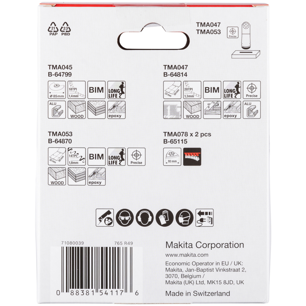 ENSEMBLE 5 ACCESSOIRES POUR DÉCOUPEUR PONCEUR : BOIS - MAKITA - B-67511