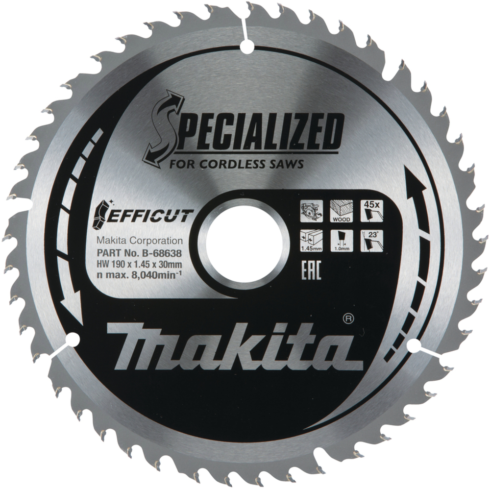 LAME CARBURE EFFICUT BOIS 190x30x45D - MAKITA - B-68638