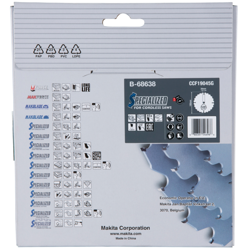 LAME CARBURE EFFICUT BOIS 190x30x45D - MAKITA - B-68638