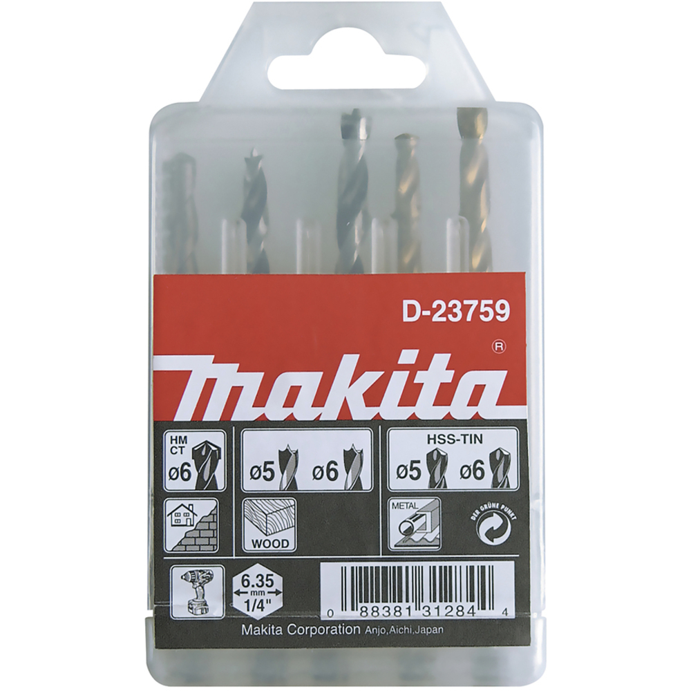 COFFRET 5 FORETS HEXAGONAUX 1/4'' - MAKITA - D-23759